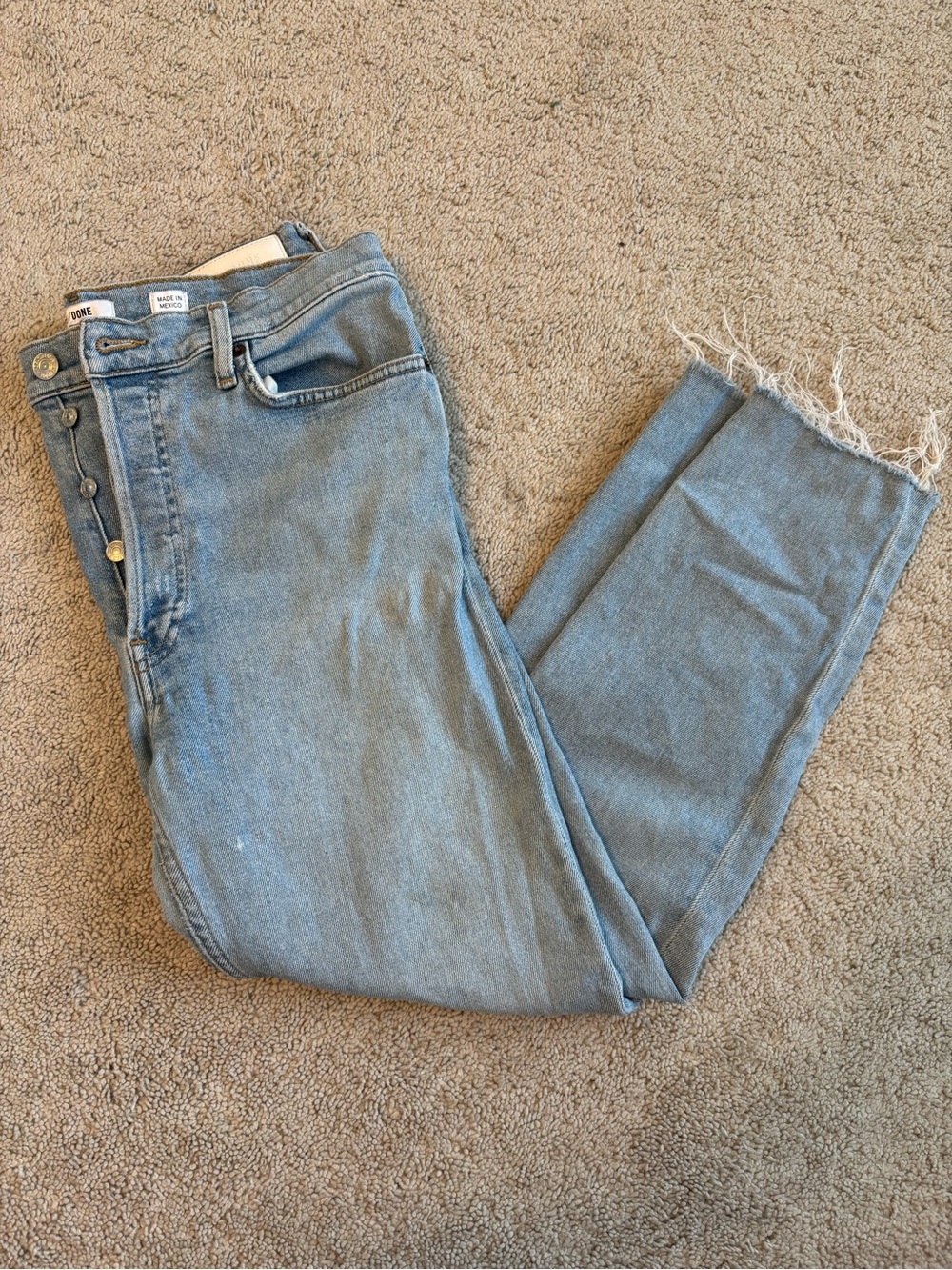 RE/DONE Light Wash Straight Leg Jeans Size 32 Raw Hem